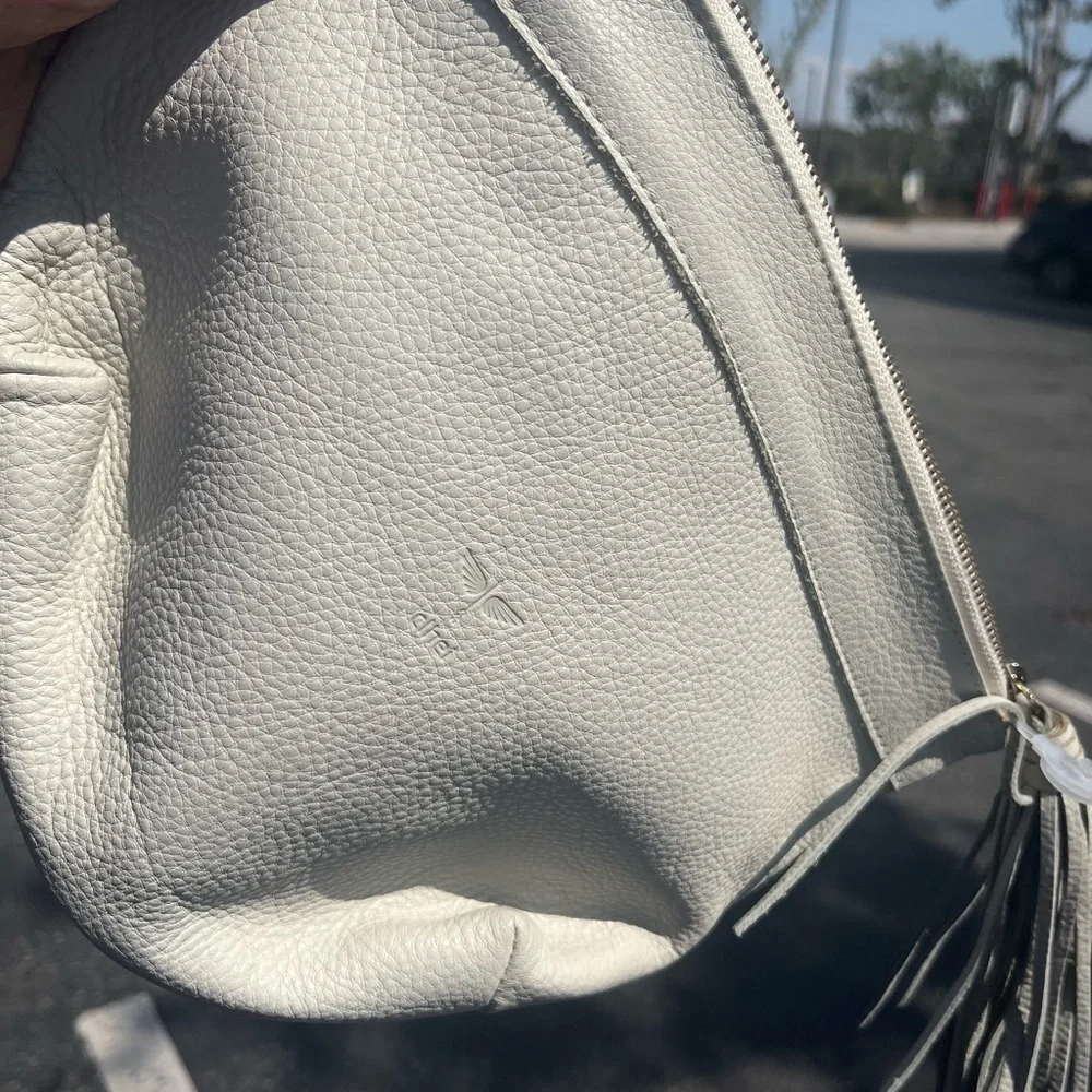 Leather Tassel Wristlet Clutch - grey Clhei
